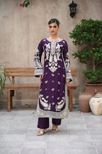 Seraphine -Plum (Embroidered) - 3Pc