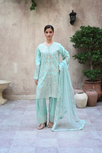 Julliete -Aqua mist(Embroidered) - 3Pc