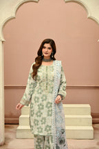 Abeer-e-Gul- Pistachio Pearl (Embroidered) - 3Pc