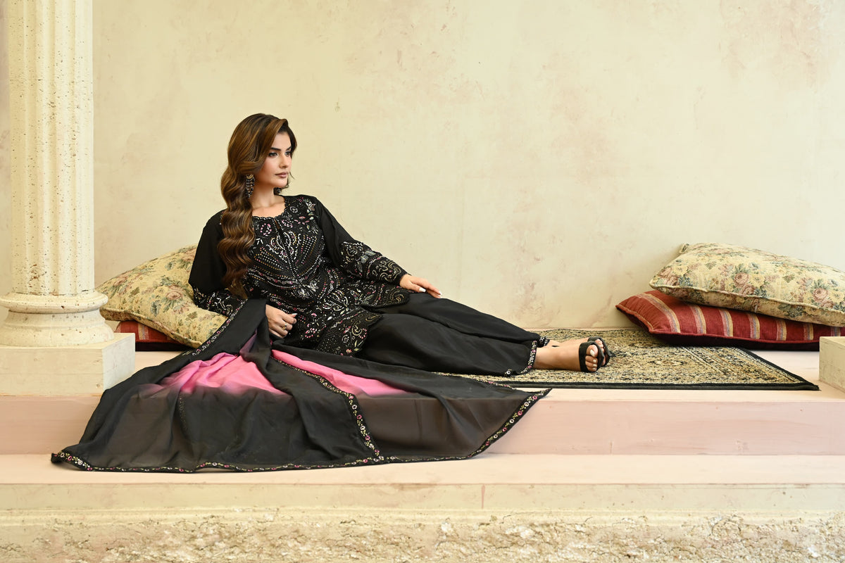 Amour -Black(Embroidered) - 3Pc