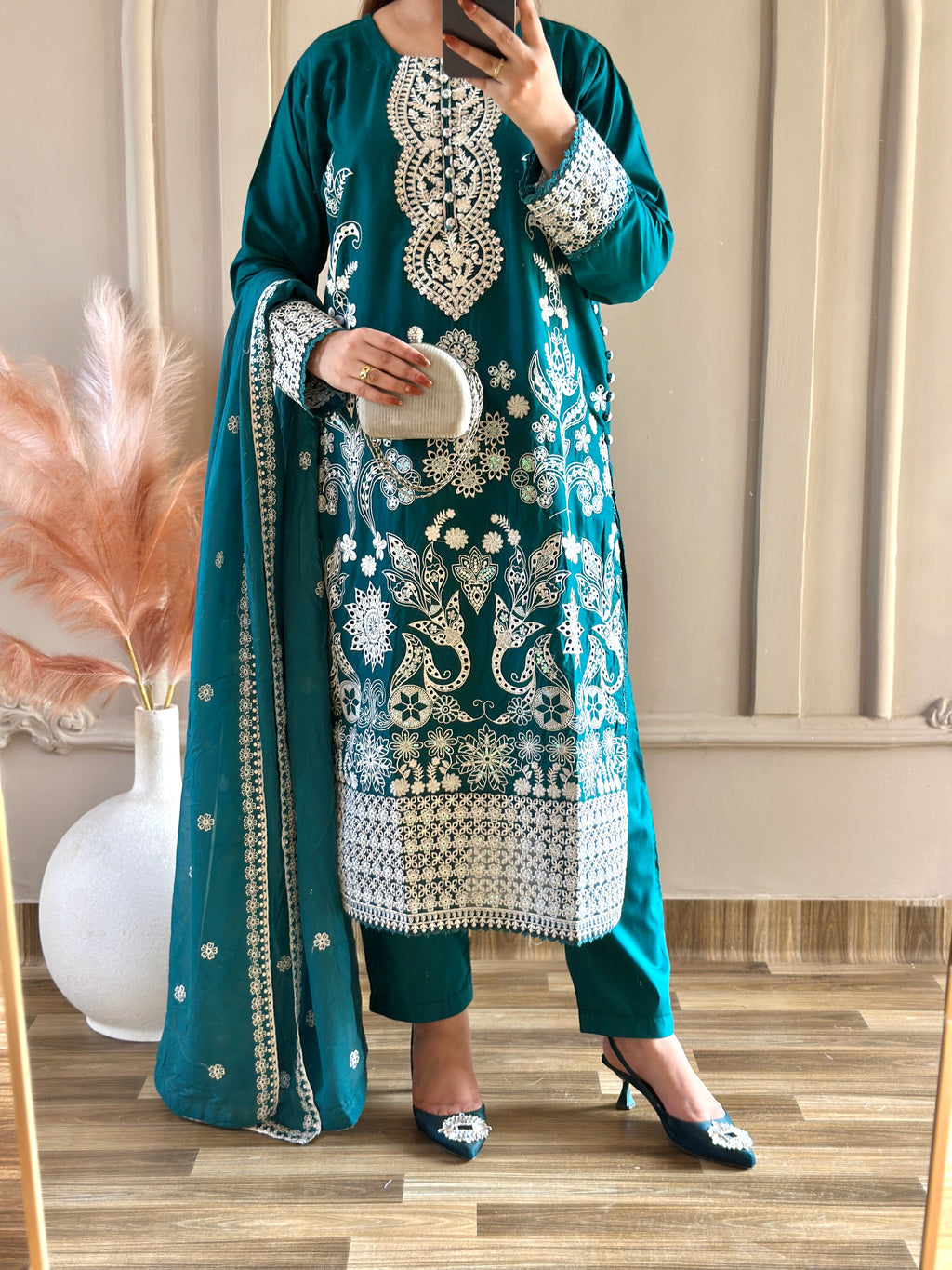 Mahnoor (Bottle Green) - 3Pc