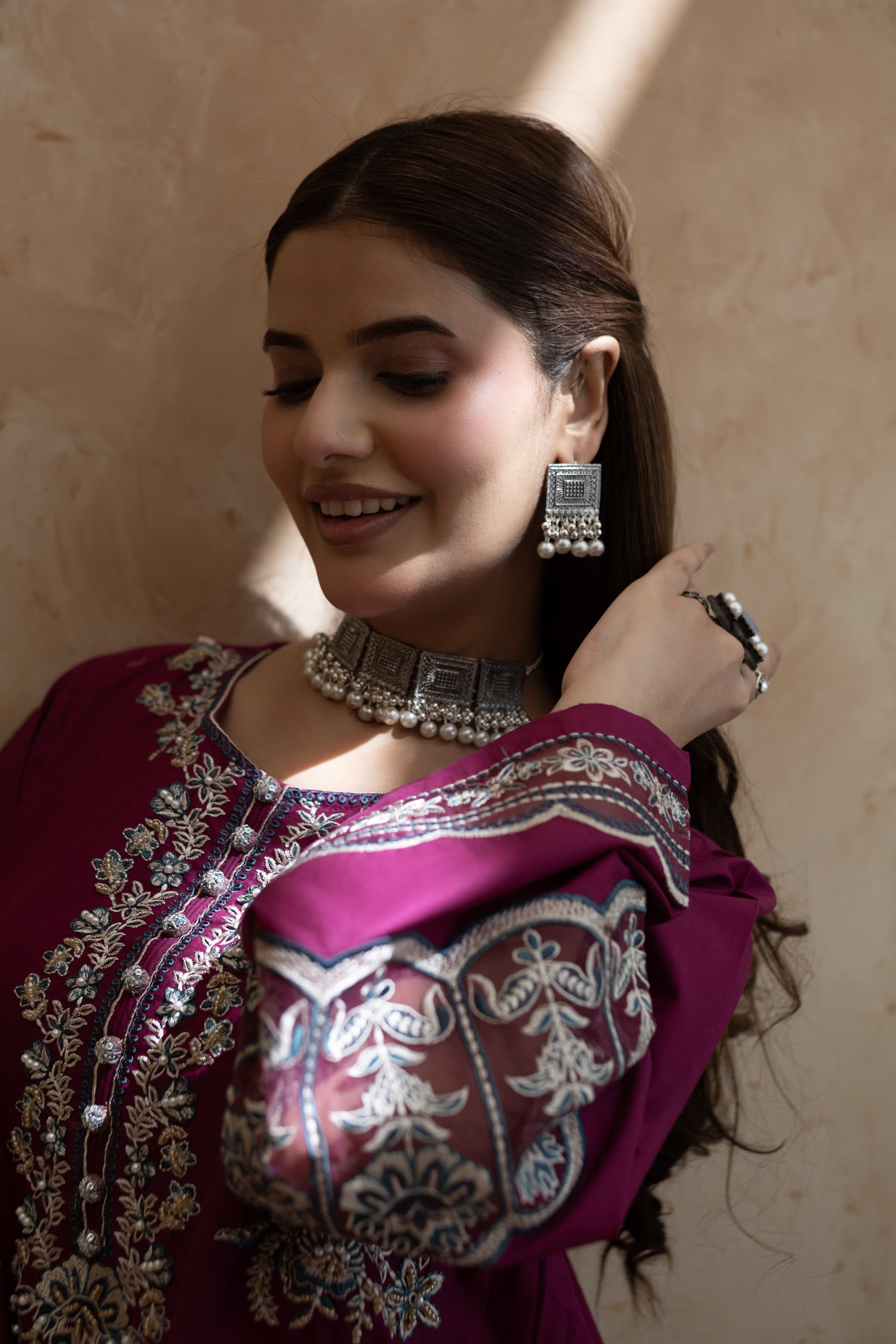 Rhea- plum Embroidered pret (3pc)