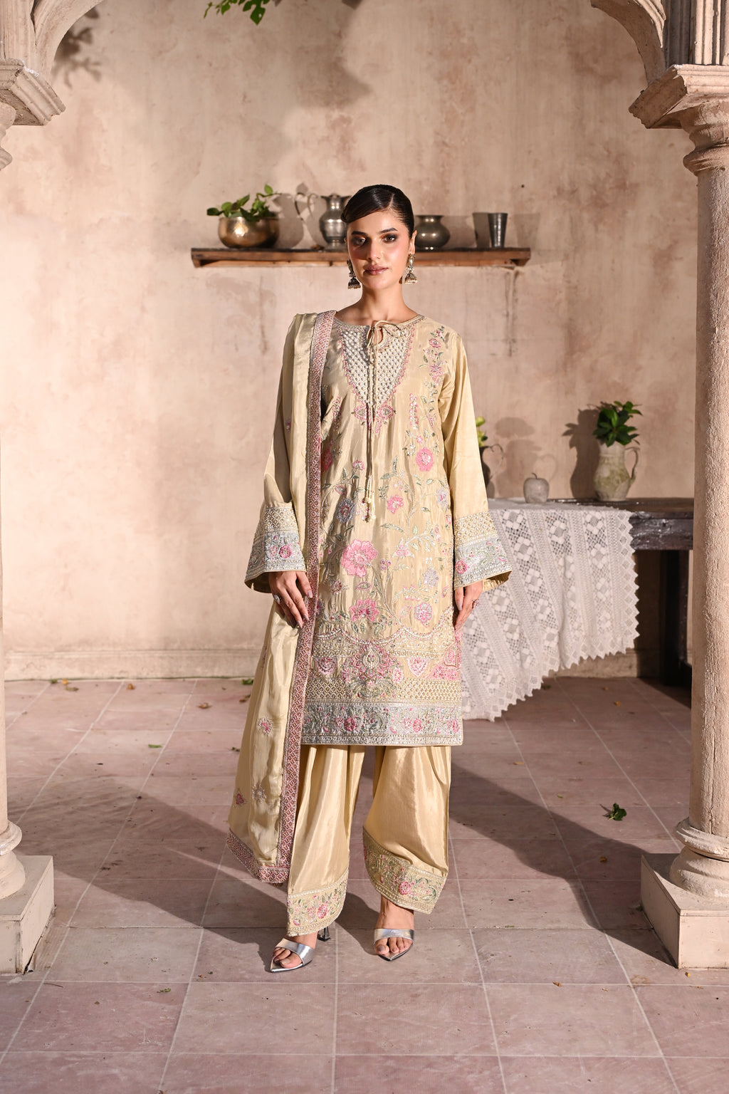 Regal -Champagne Gold(Embroidered) - 3Pc
