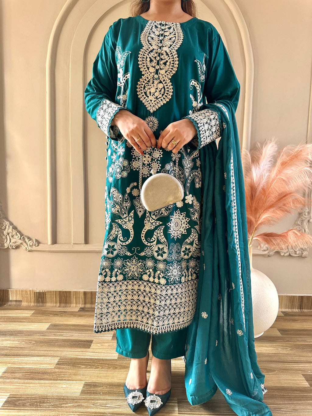 Mahnoor (Bottle Green) - 3Pc