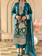 Mahnoor (Bottle Green) - 3Pc