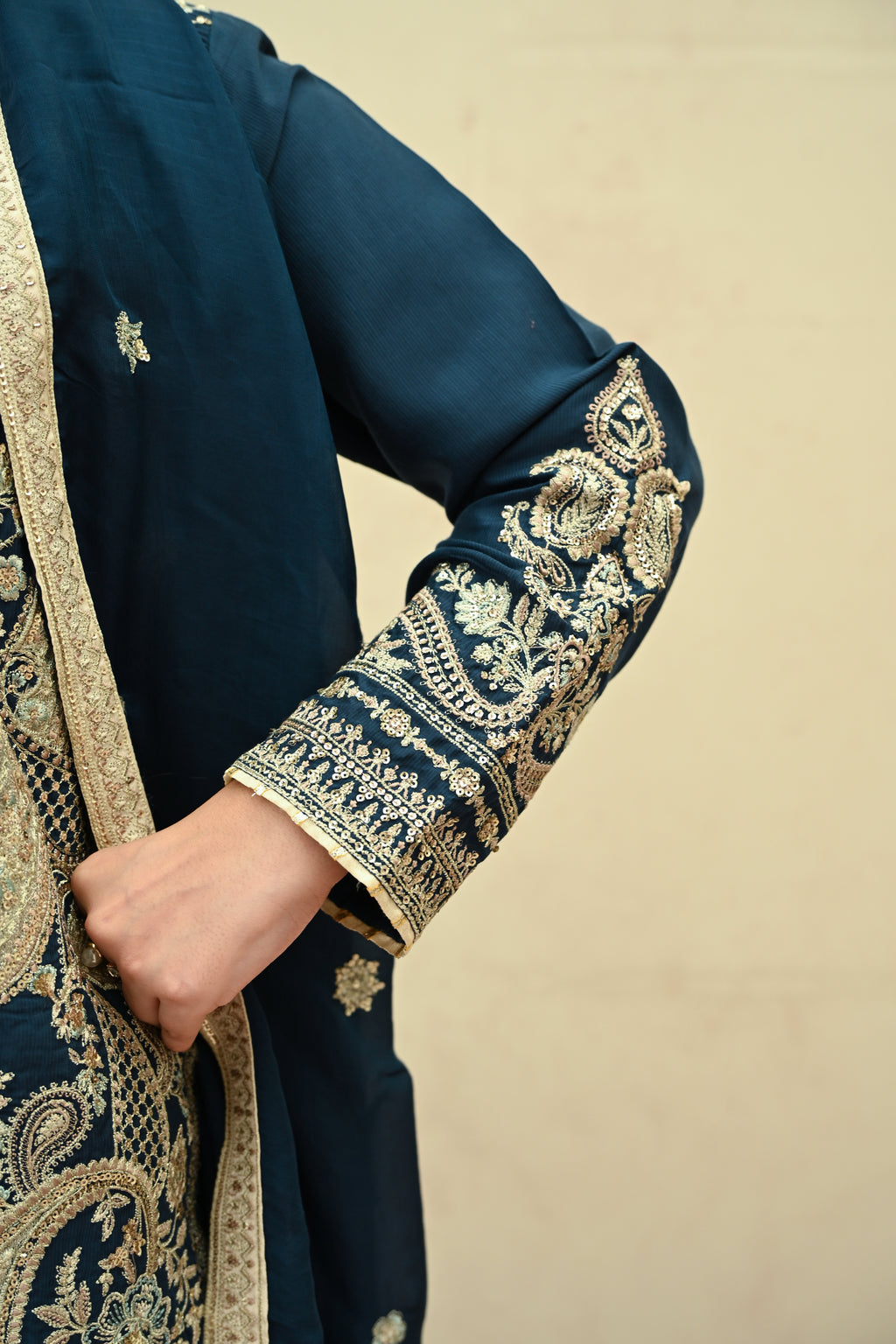 Aurelia -Deep Teal(Embroidered) - 3Pc
