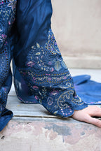 Amour -Deep teal (Embroidered) - 3Pc