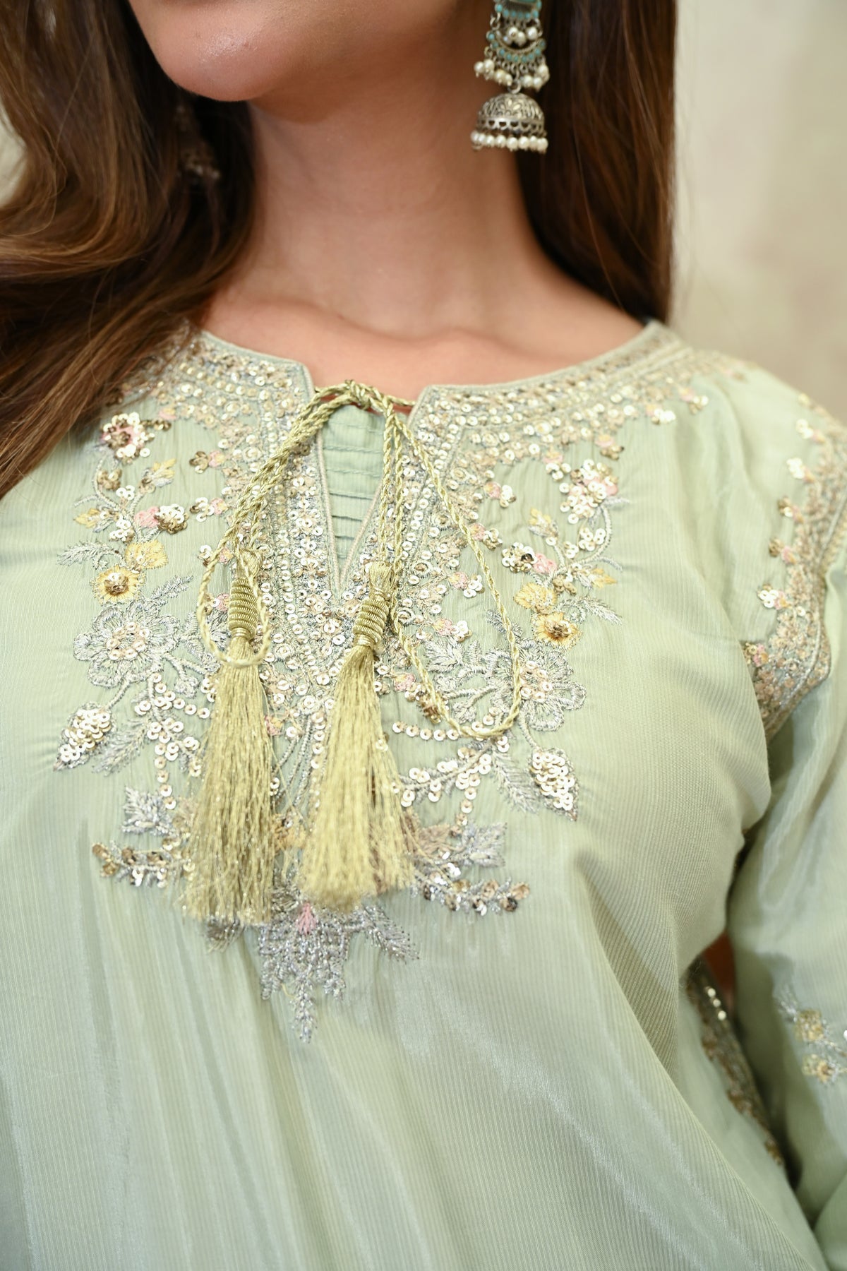 Celleste -Pistachio (Embroidered) - 3Pc