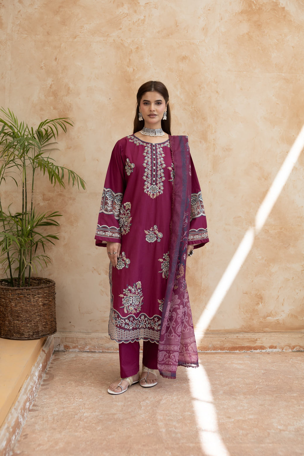 Rhea- plum Embroidered pret (3pc)