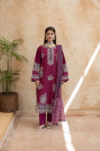 Rhea- plum Embroidered pret (3pc)