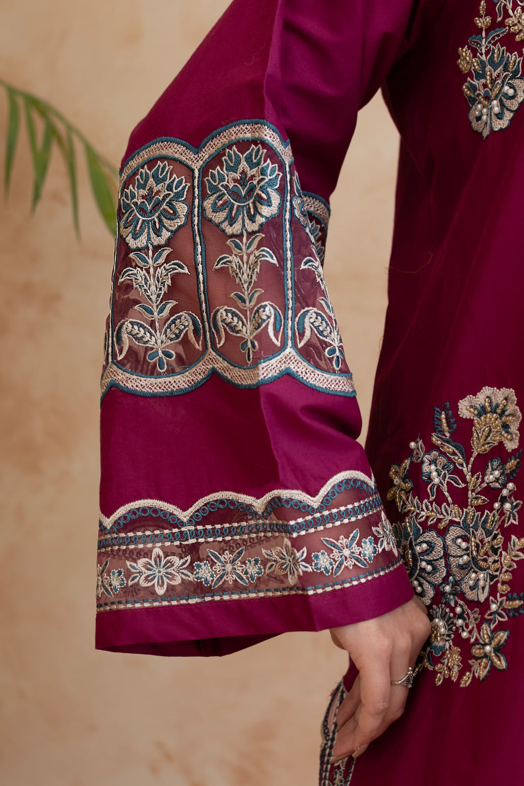 Rhea- plum Embroidered pret (3pc)