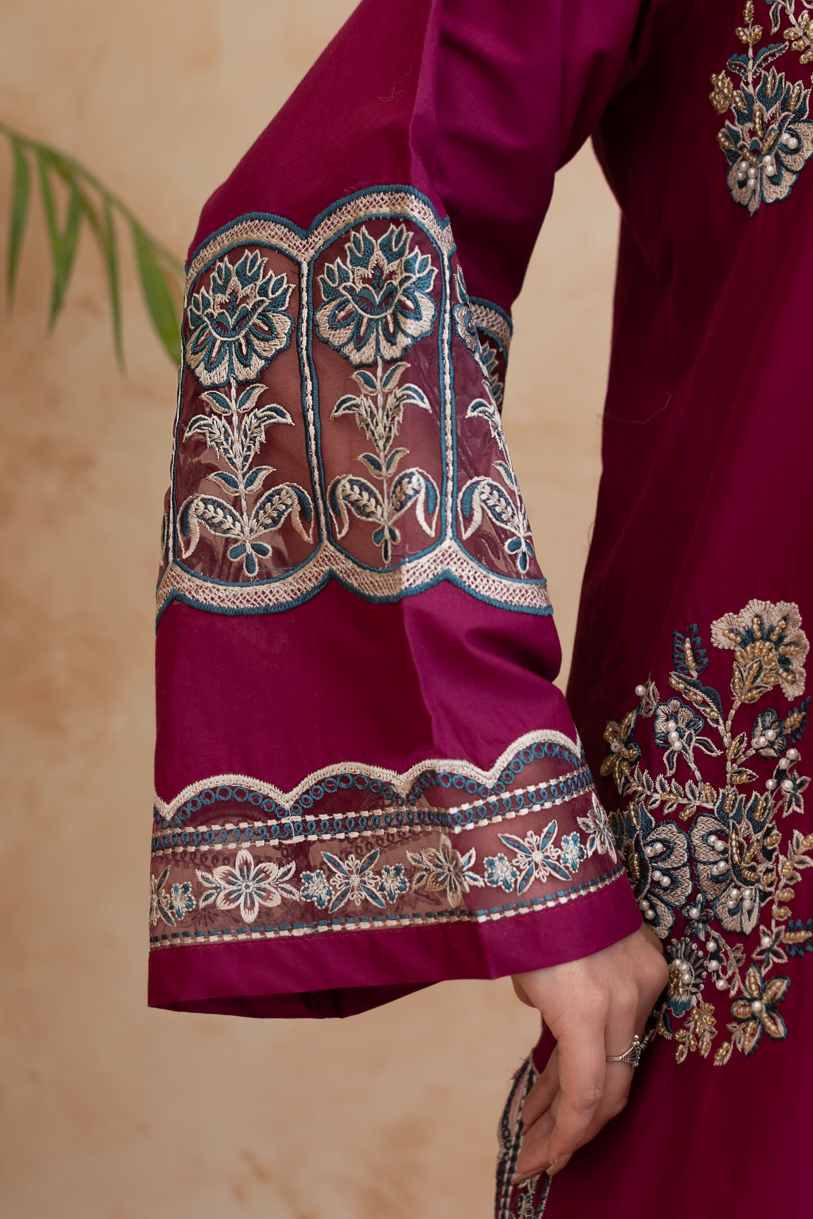Rhea- plum Embroidered pret (3pc)