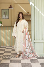 Saffan-Offwhite Embroidered chikankari pret (3pc)