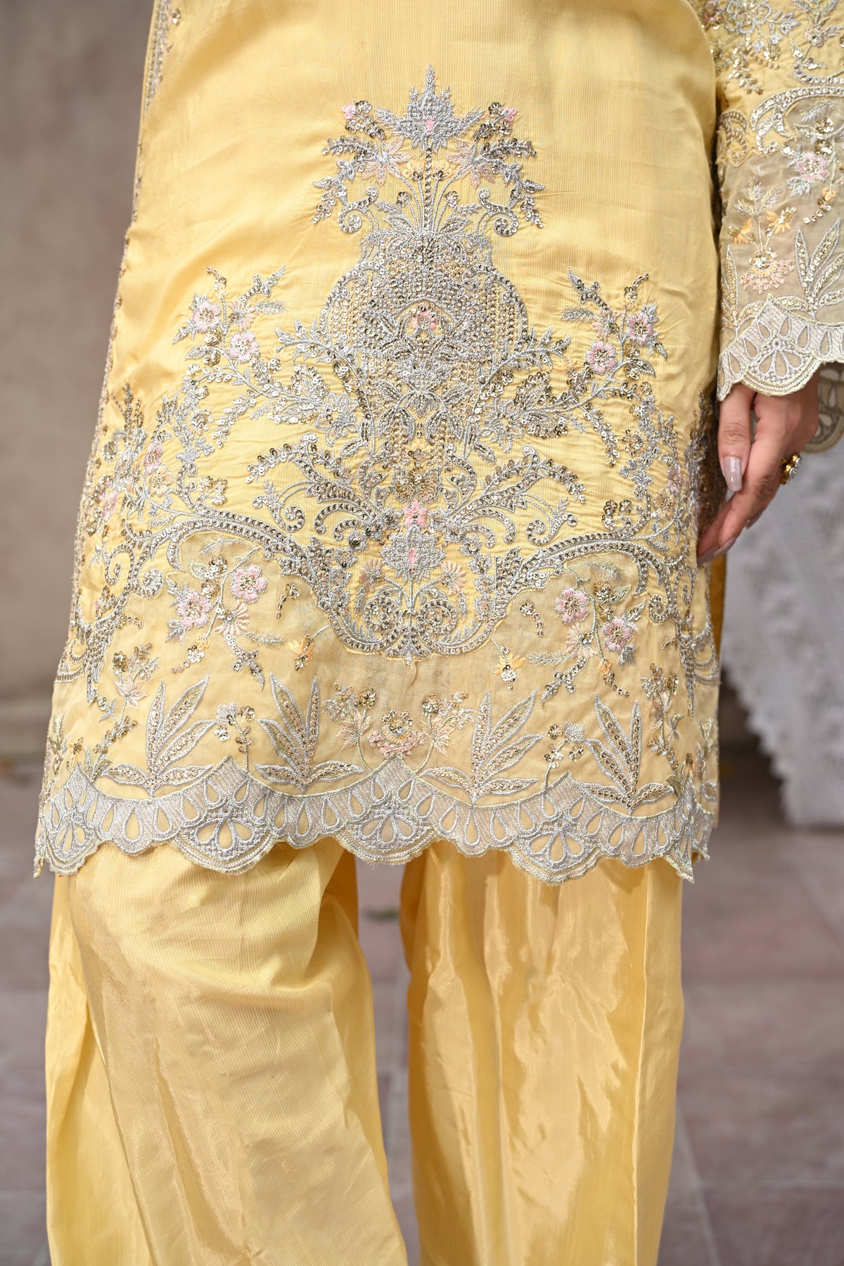 Celleste -Butter Yellow(Embroidered) - 3Pc