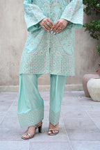 Julliete -Aqua mist(Embroidered) - 3Pc
