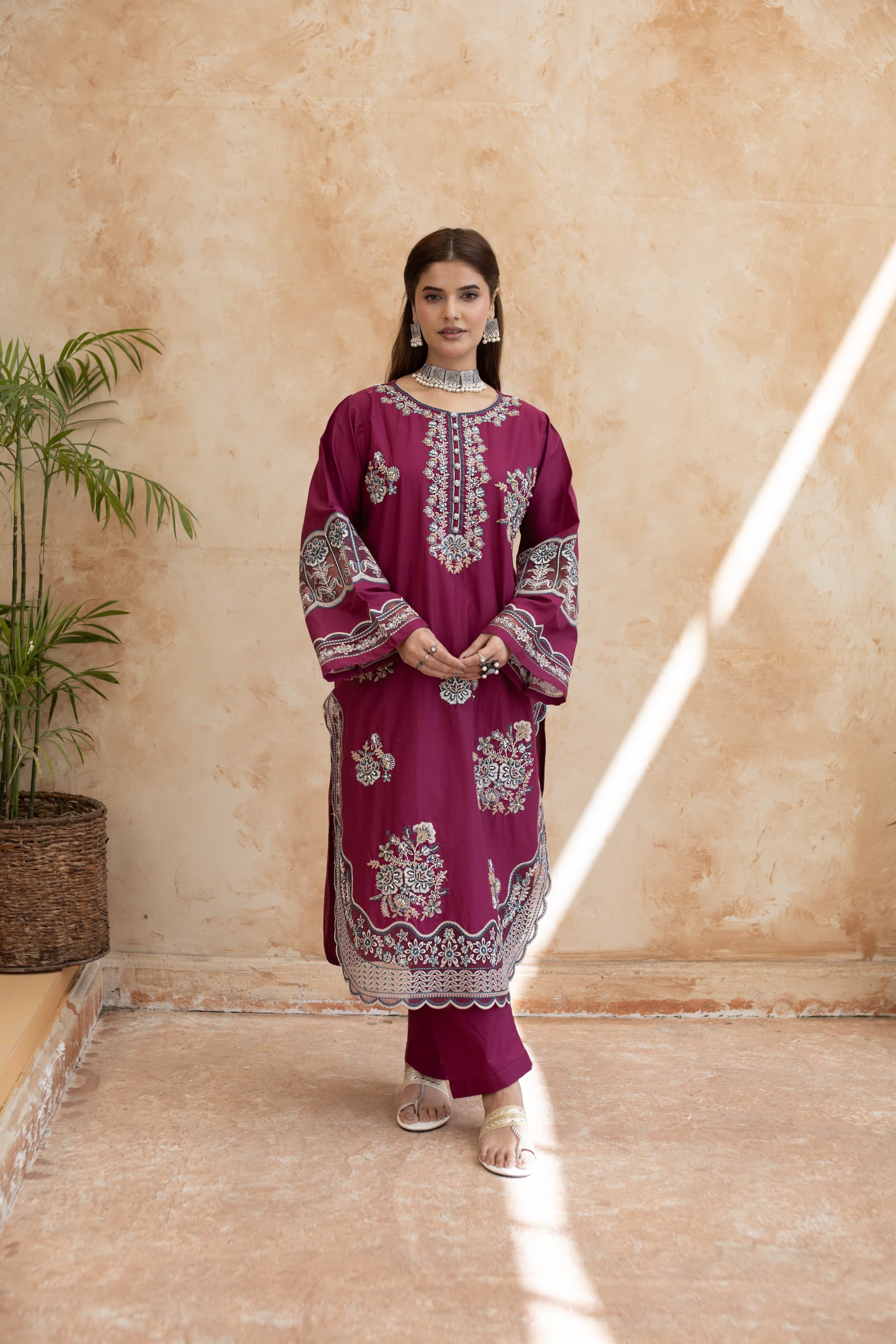 Rhea- plum Embroidered pret (3pc)