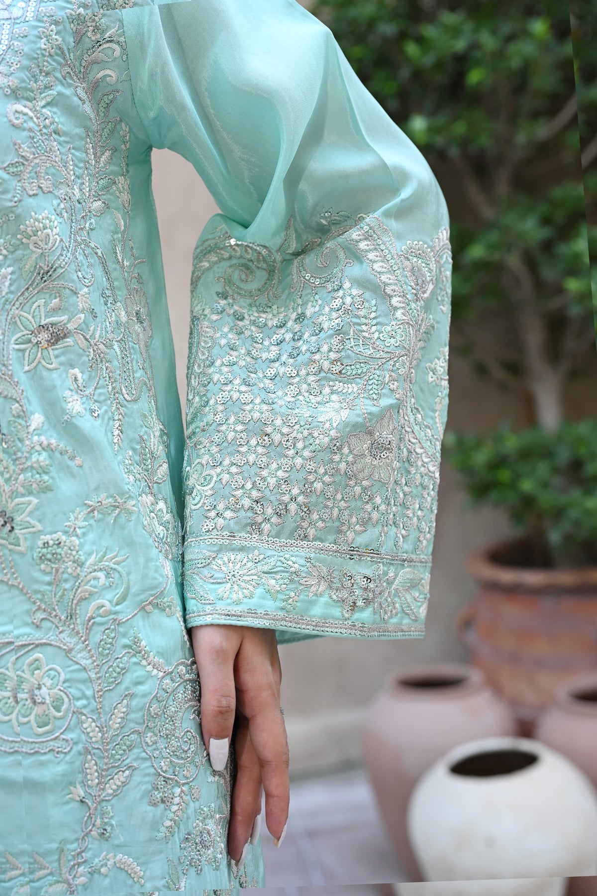 Julliete -Aqua mist(Embroidered) - 3Pc