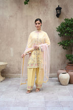 Seline -butter yellow(Embroidered) - 3Pc