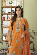 Rhea-Burnt orange Embroidered pret (3 pc)