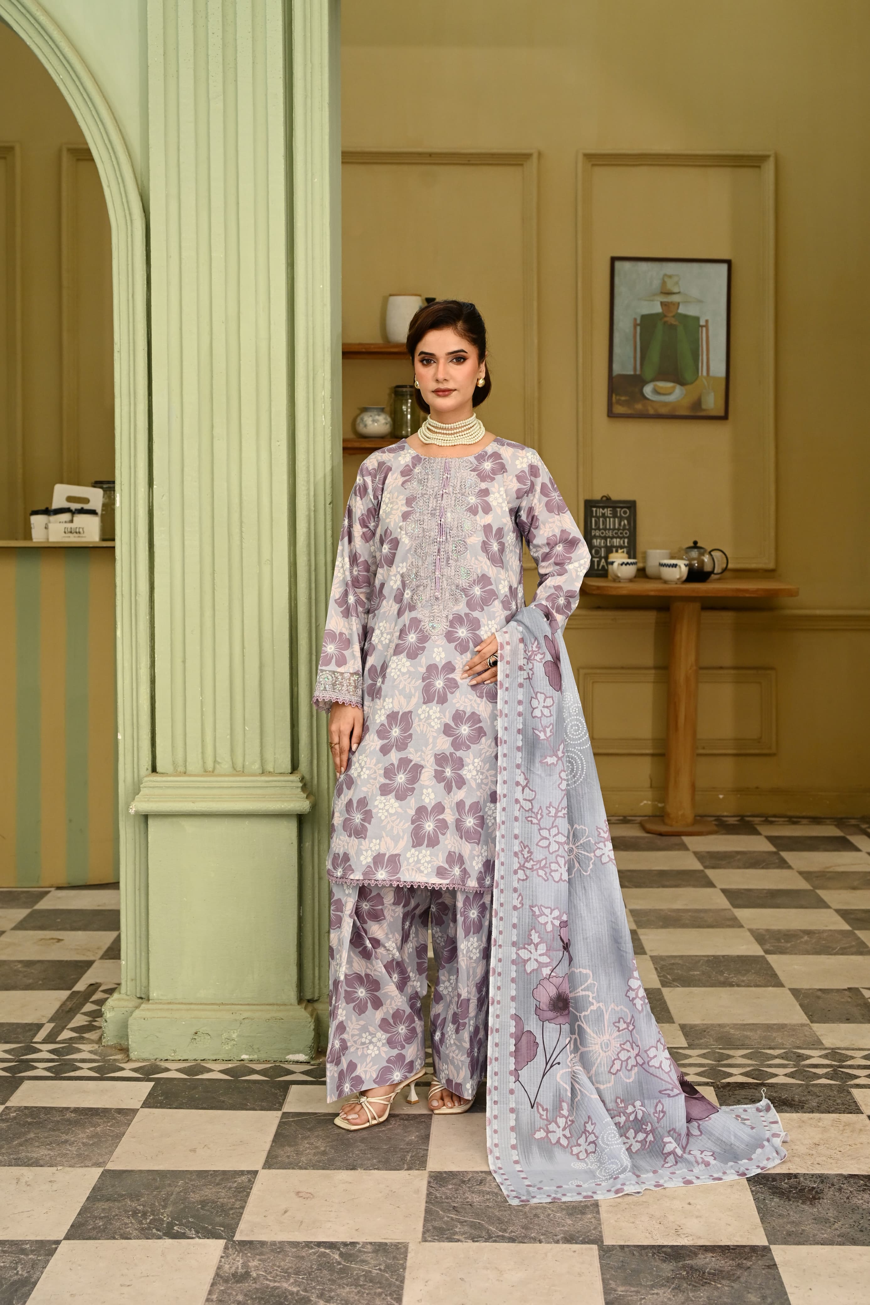 Abeer-e-Gul- Lavender Mist (Embroidered) - 3Pc