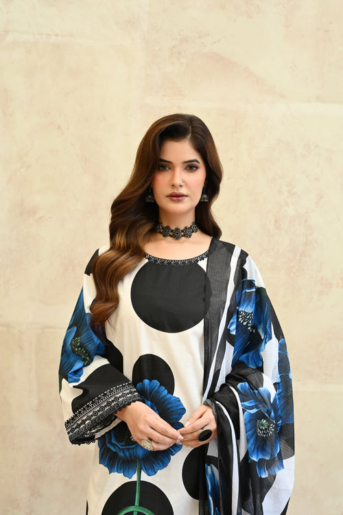 Adaa- White (Embroidered) - 3Pc