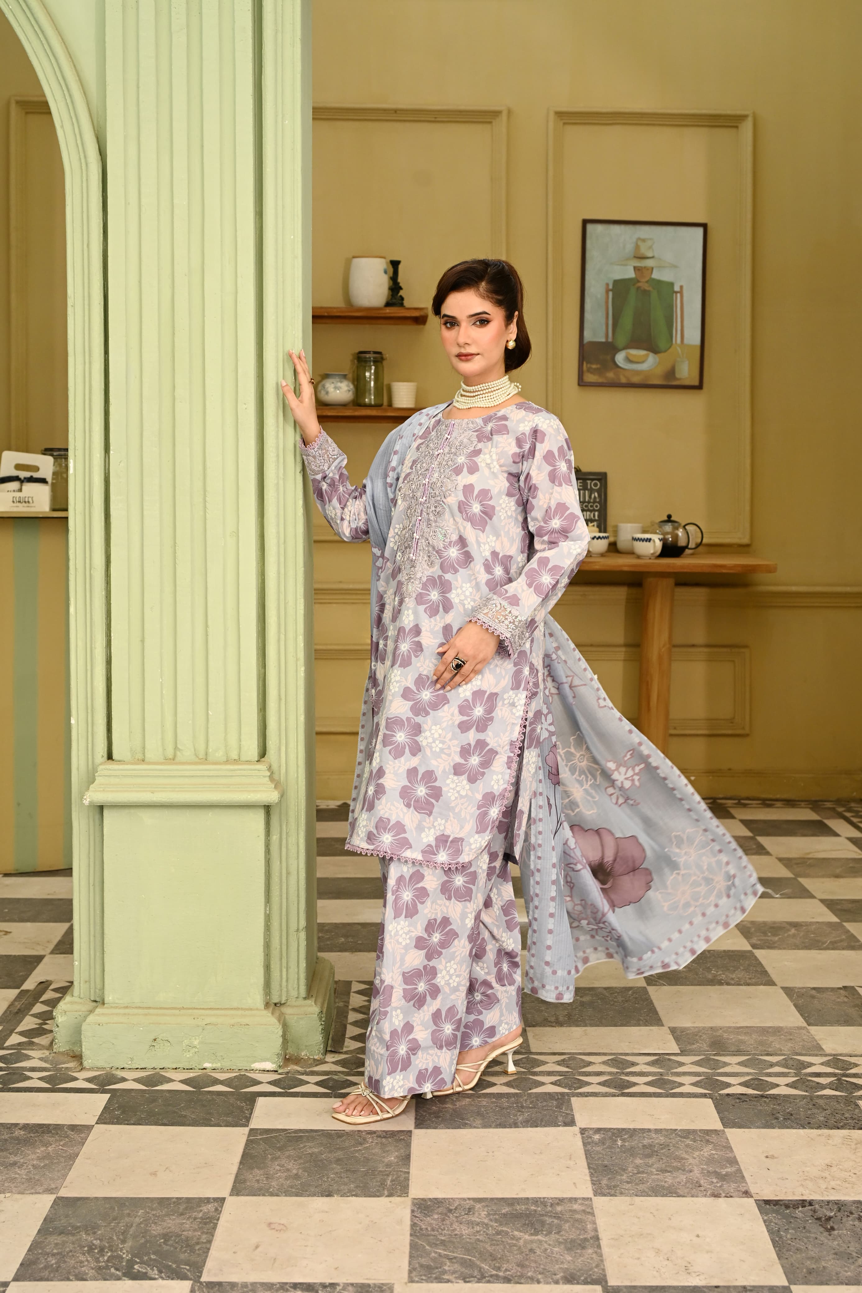 Abeer-e-Gul- Lavender Mist (Embroidered) - 3Pc