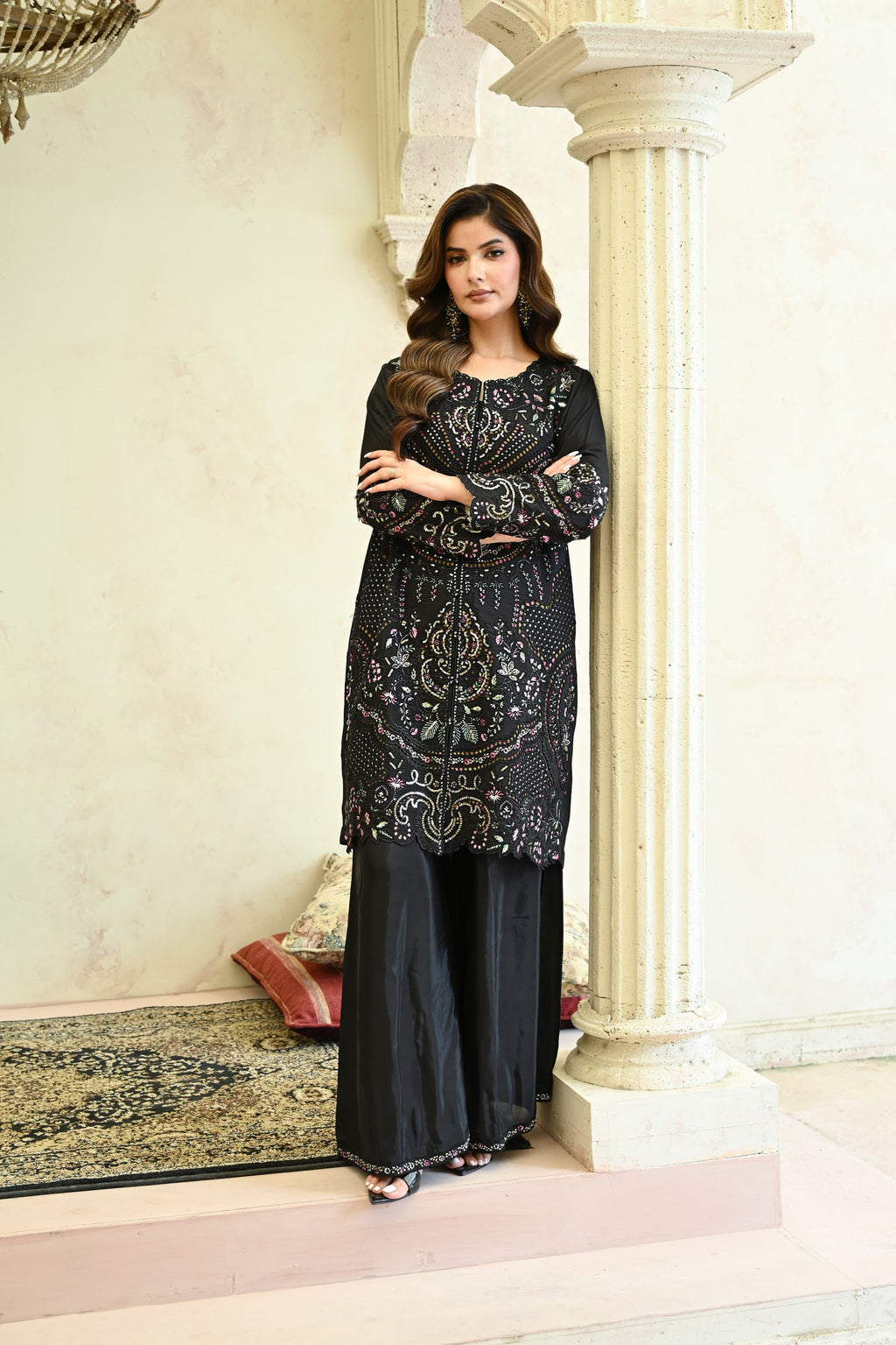 Amour -Black(Embroidered) - 3Pc