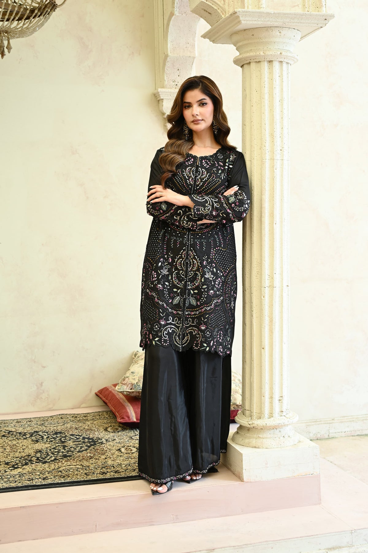 Amour -Black(Embroidered) - 3Pc