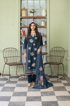 Meher-Midnight blue Embroidered Pret (3pc)