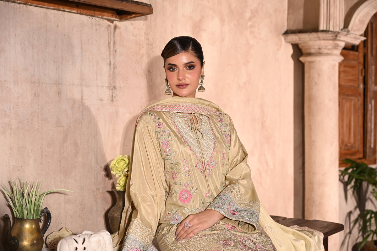 Regal -Champagne Gold(Embroidered) - 3Pc