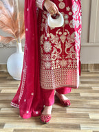 Mahnoor (Deep Red) - 3Pc