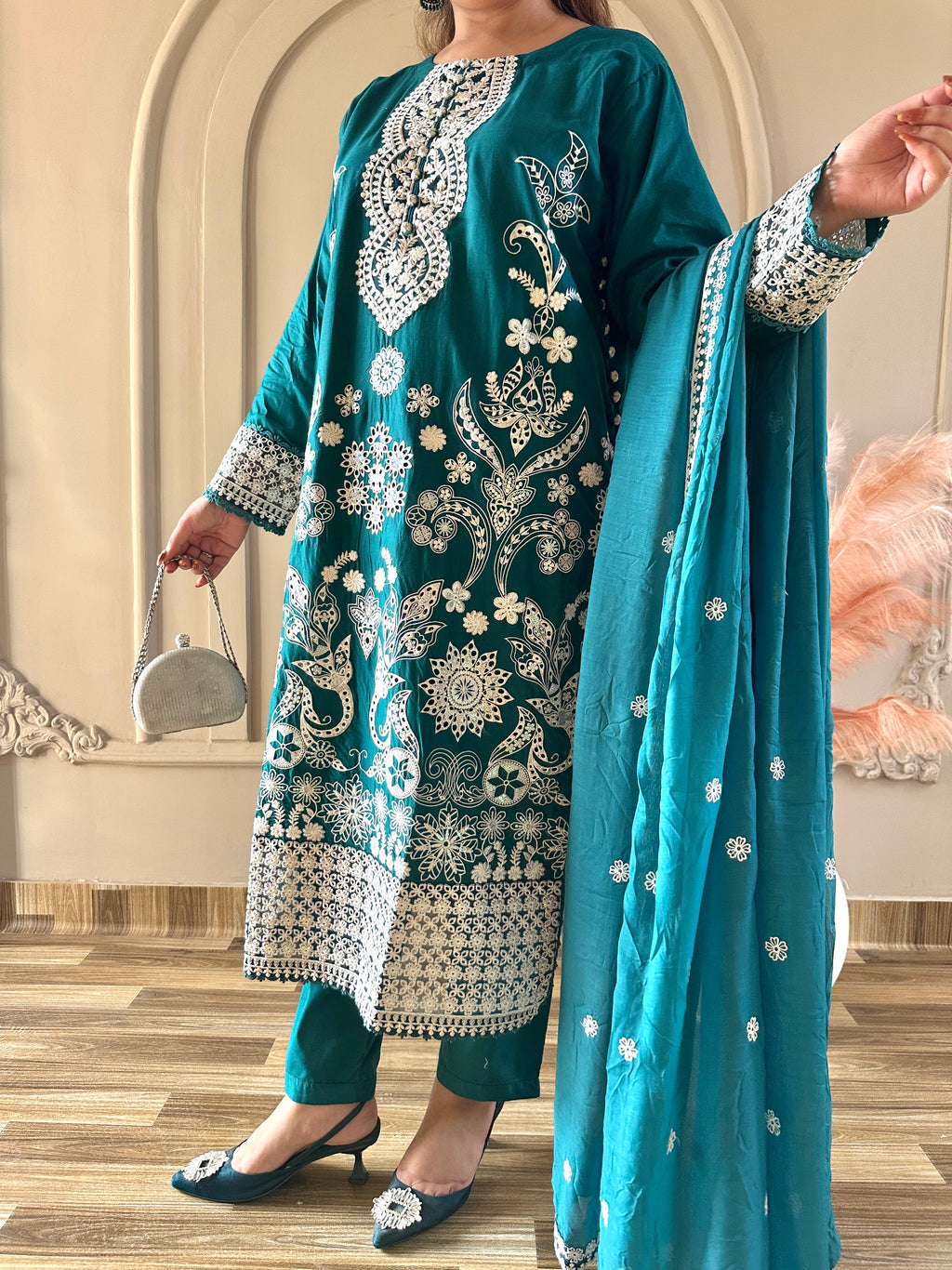 Mahnoor (Bottle Green) - 3Pc