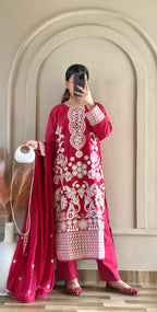 Mahnoor (Deep Red) - 3Pc