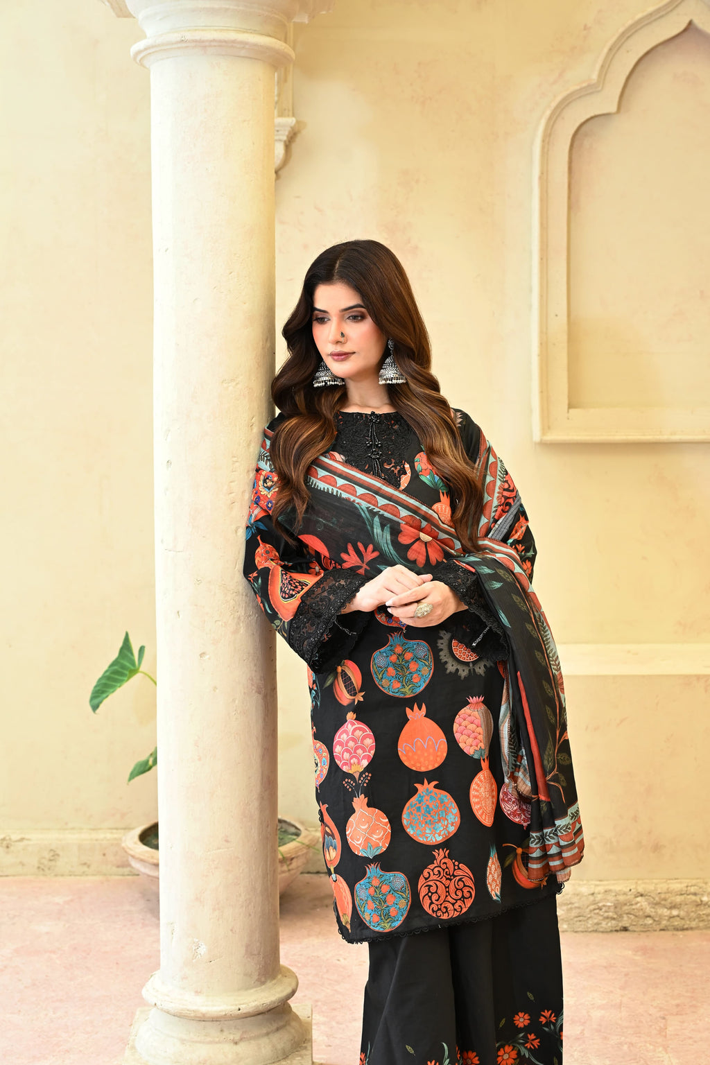 Naaz- Black (Embroidered) - 3Pc