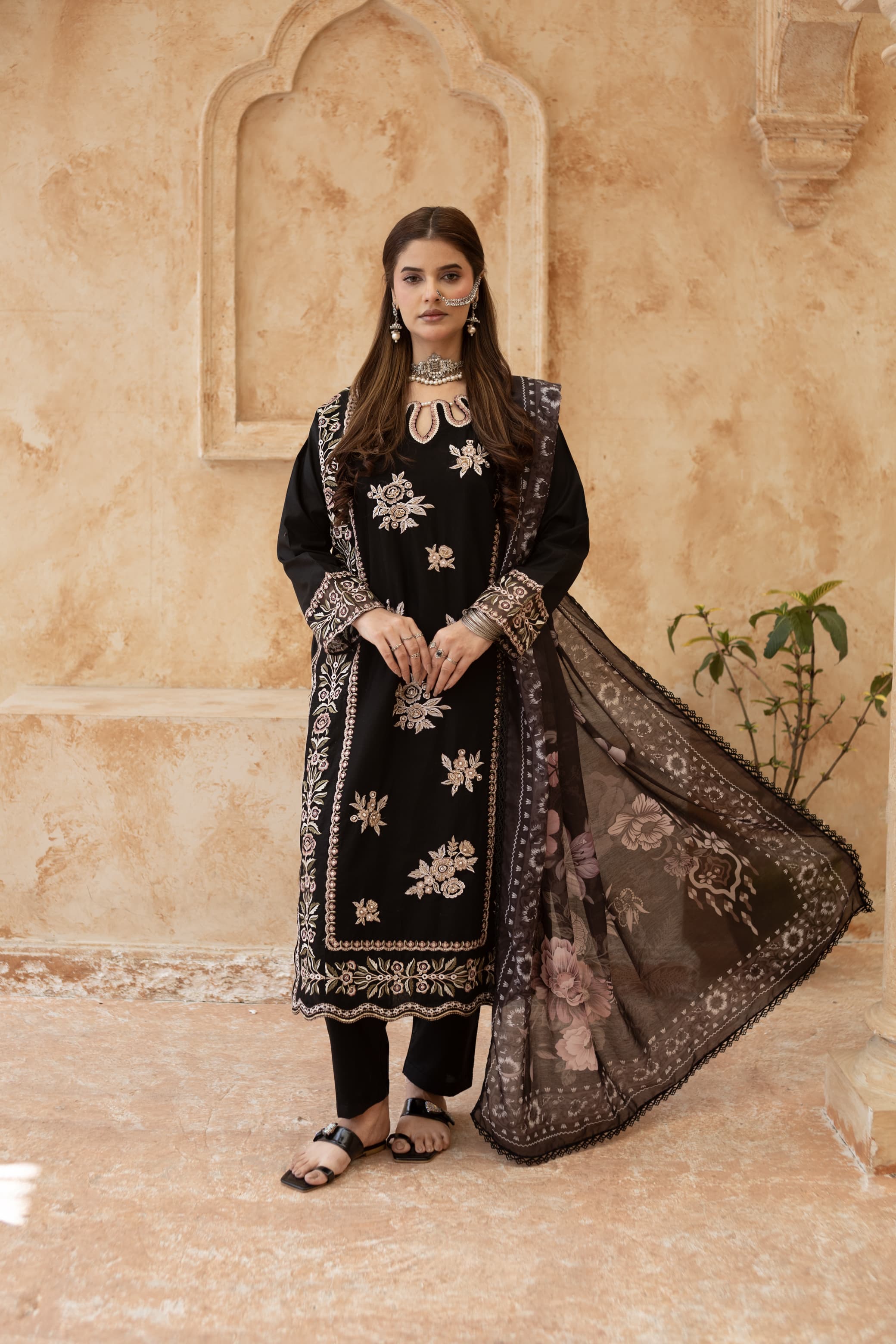 Meher-Black Embroidered Pret (3 pc)