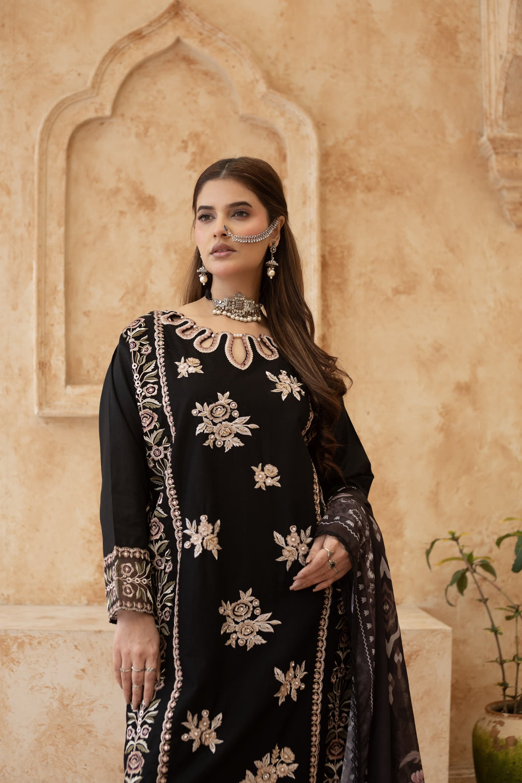 Meher-Black Embroidered Pret (3 pc)