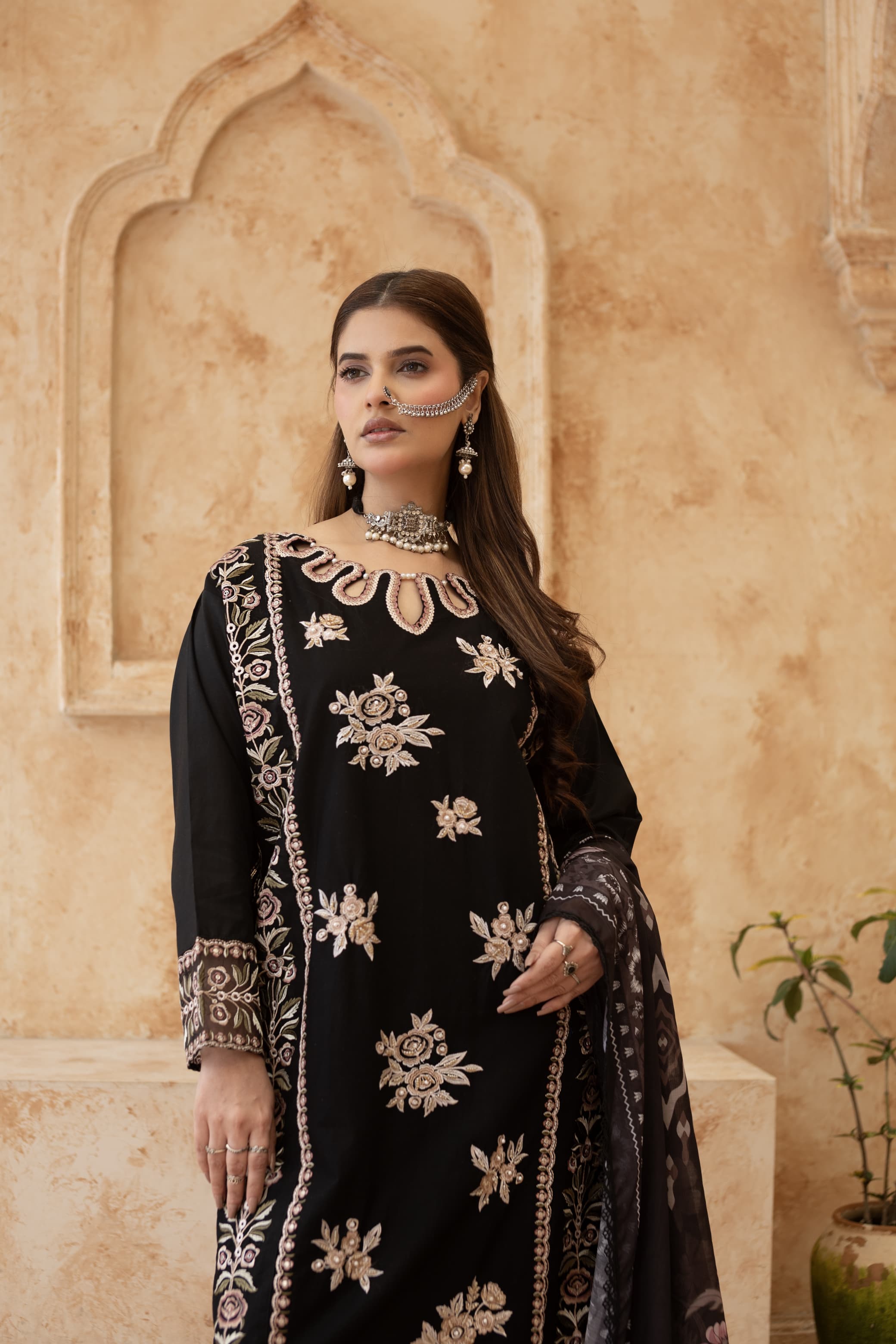 Meher-Black Embroidered Pret (3 pc)