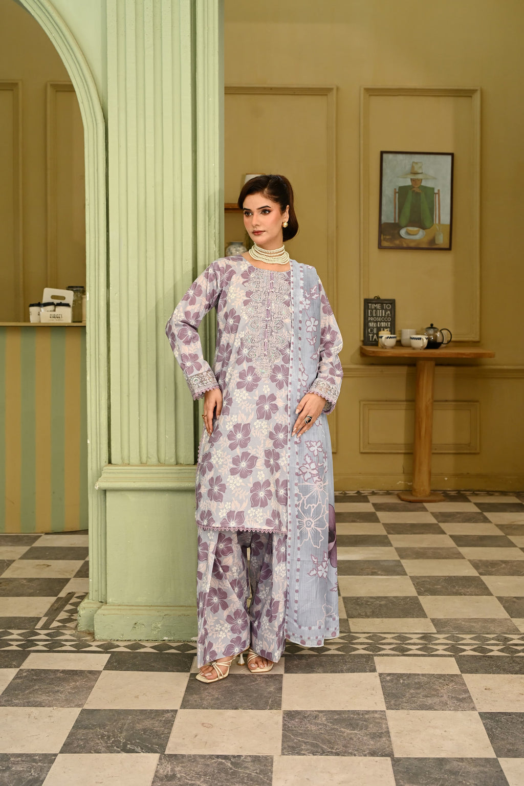 Abeer-e-Gul- Lavender Mist (Embroidered) - 3Pc