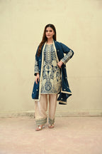 Aurelia -Deep Teal(Embroidered) - 3Pc