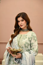 Abeer-e-Gul- Pistachio Pearl (Embroidered) - 3Pc