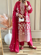 Mahnoor (Deep Red) - 3Pc