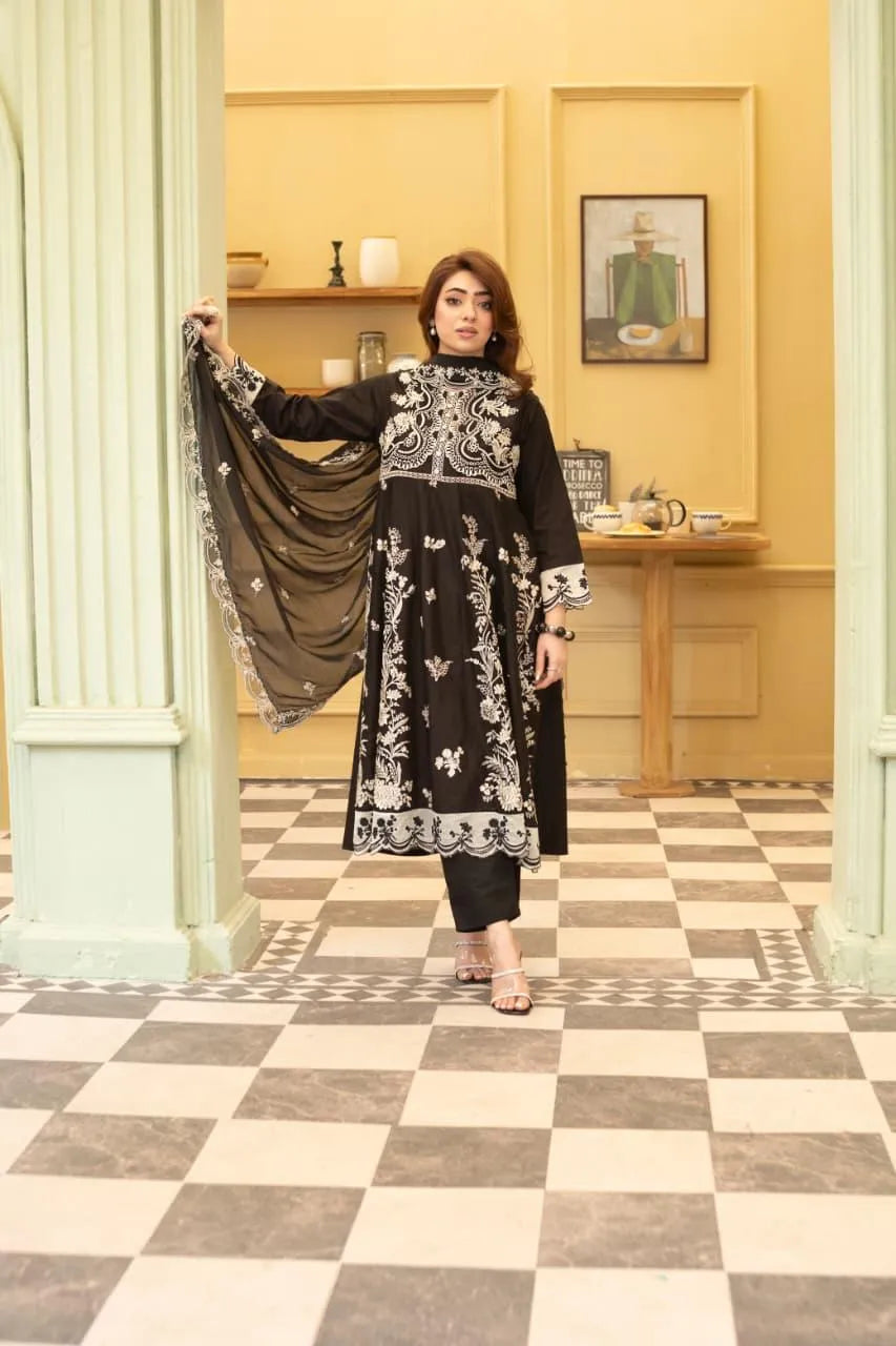 Flowy (Black) - 3Pc