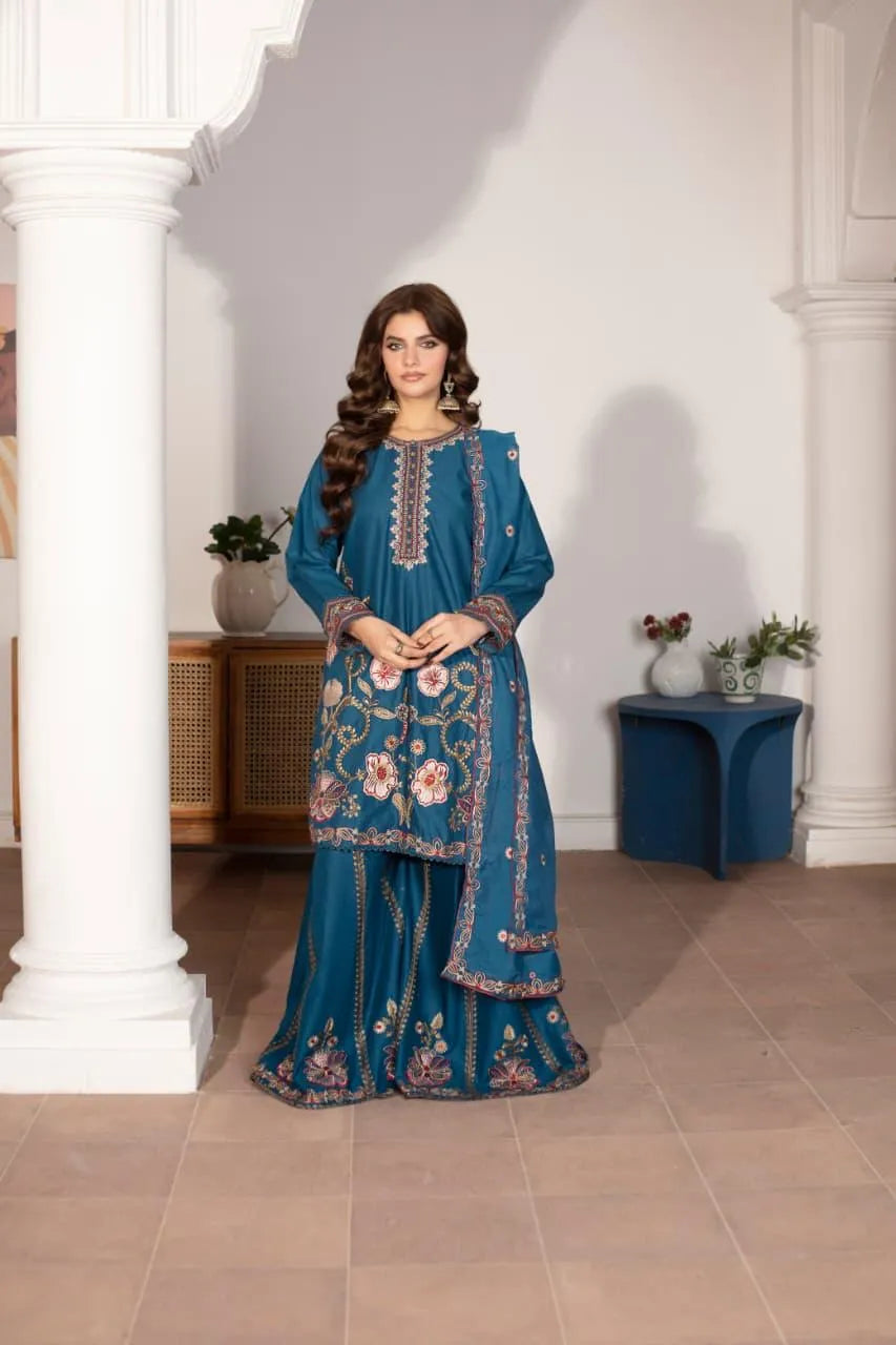 Nagar (Teal Blue) - 3Pc