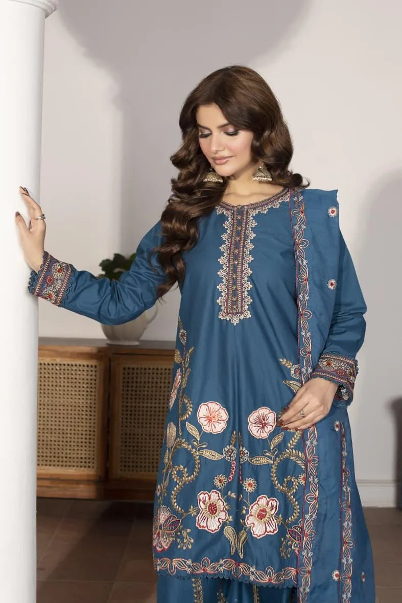 Nagar (Teal Blue) - 3Pc