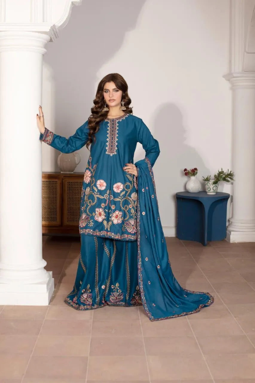 Nagar (Teal Blue) - 3Pc