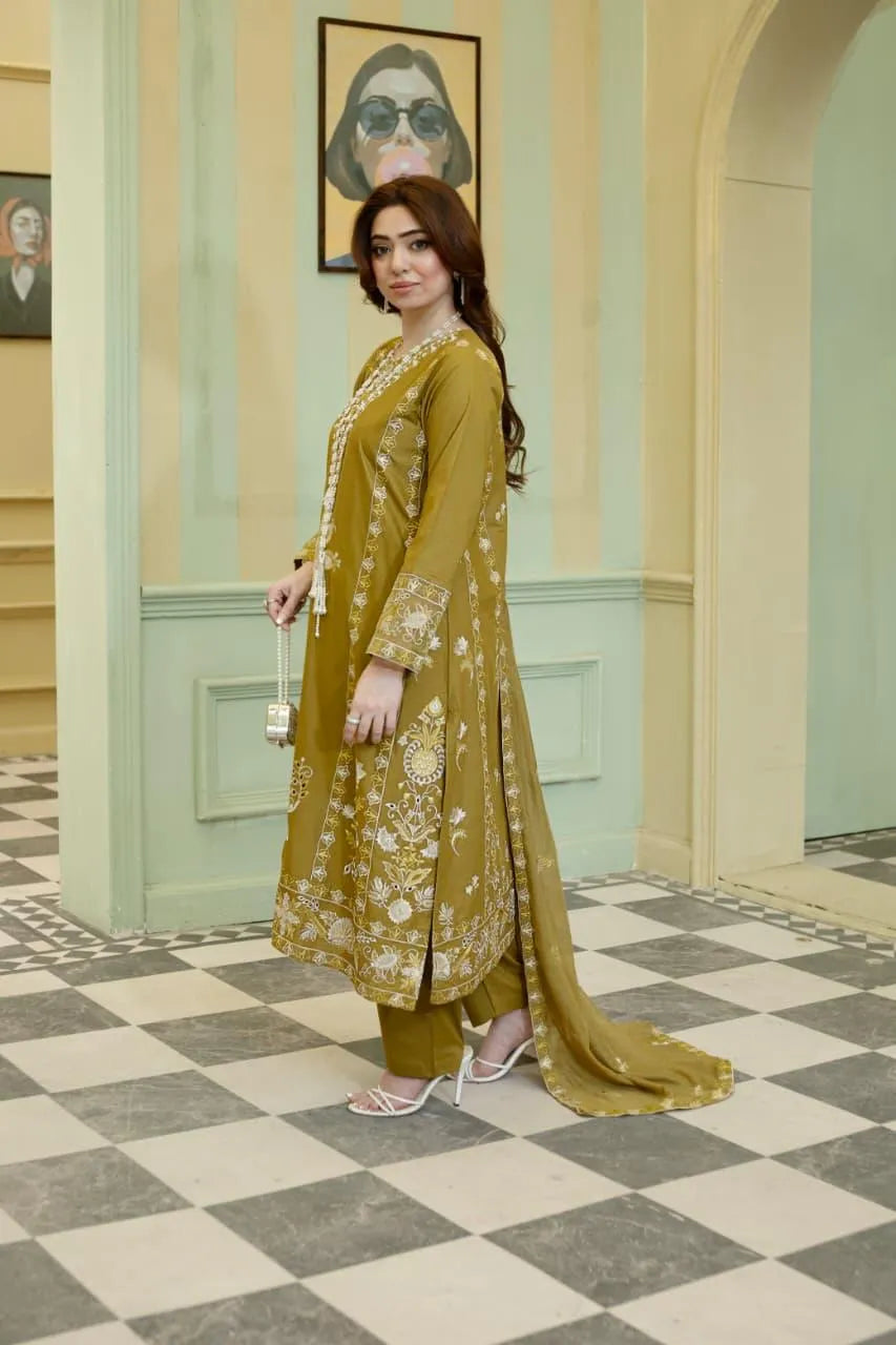 Naqsh (olive) - 3Pc