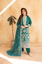 Mahnoor (Bottle Green) - 3Pc