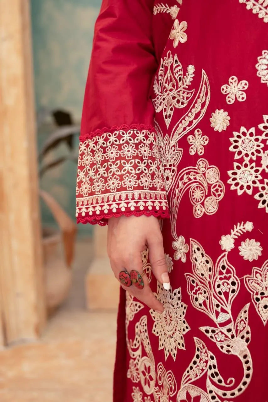 Mahnoor (Deep Red) - 3Pc