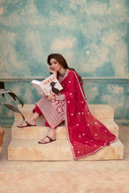 Mahnoor (Deep Red) - 3Pc