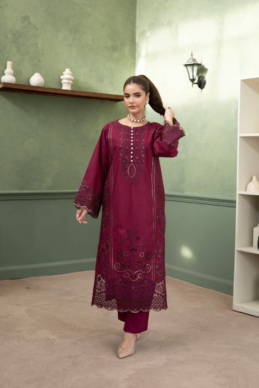 Mastani (magenta rose) 3 pc Embroidered suit